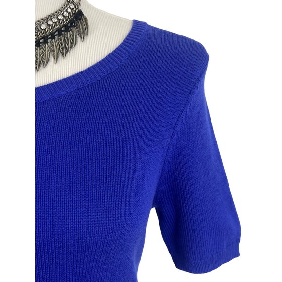 GAP Cobalt Blue Knit Short Sleeve Sweater Top • Preppy Classic Minimalist Mod S - Picture 3 of 15